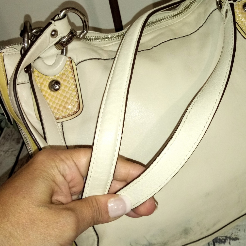 💫 Coach Kristin Spectator Crocodile Chalk White Custard Satchel Shoulder Bag - Picture 8 of 12